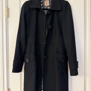 Anthropology Tulle Black Coat with Button Details